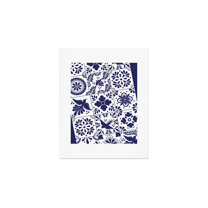 Mexican Talavera Blue Tiles Pattern by Akbaly Art Print Gallery Image 1