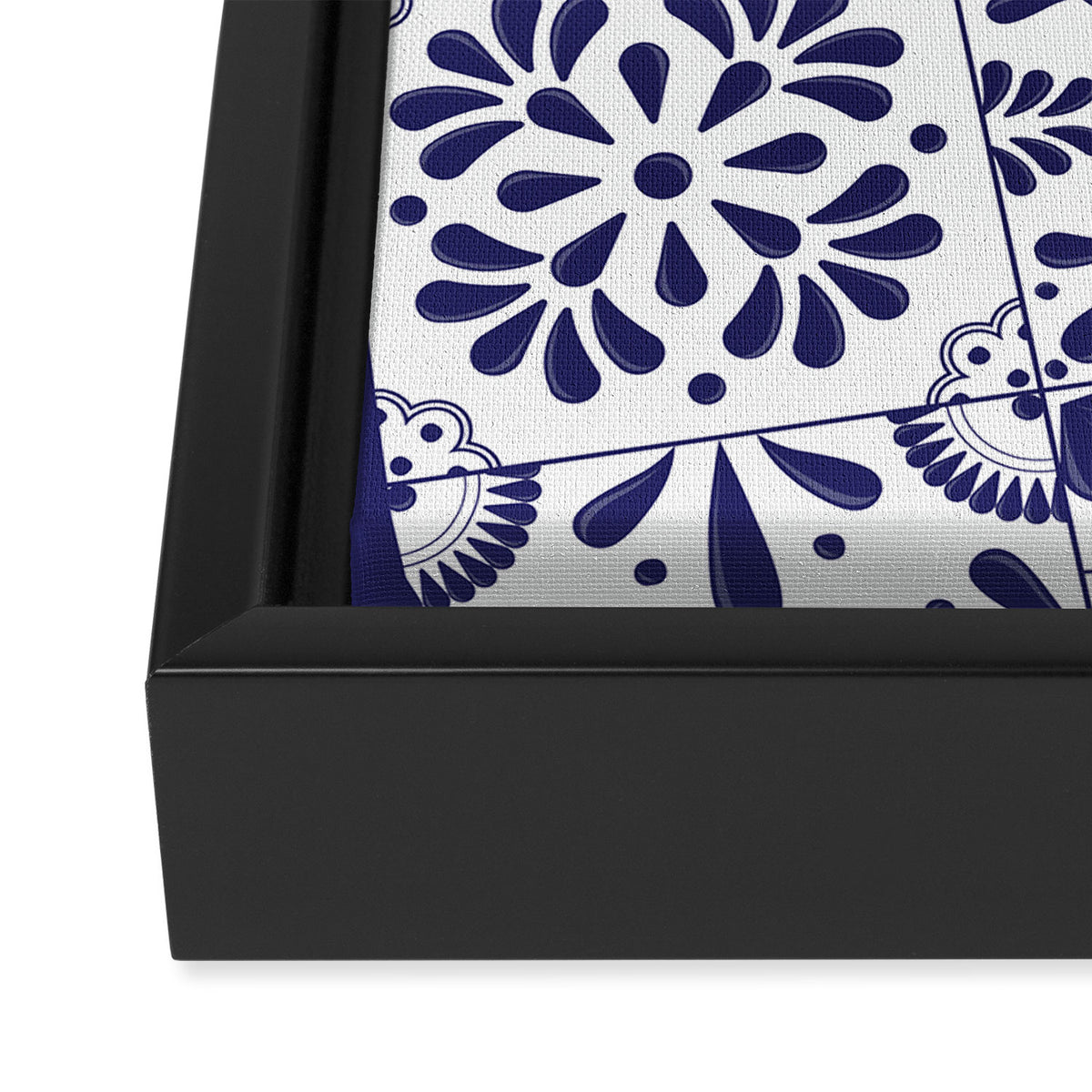 Mexican Talavera Blue Tiles Pattern by Akbaly Framed Canvas Print Gallery Image 3