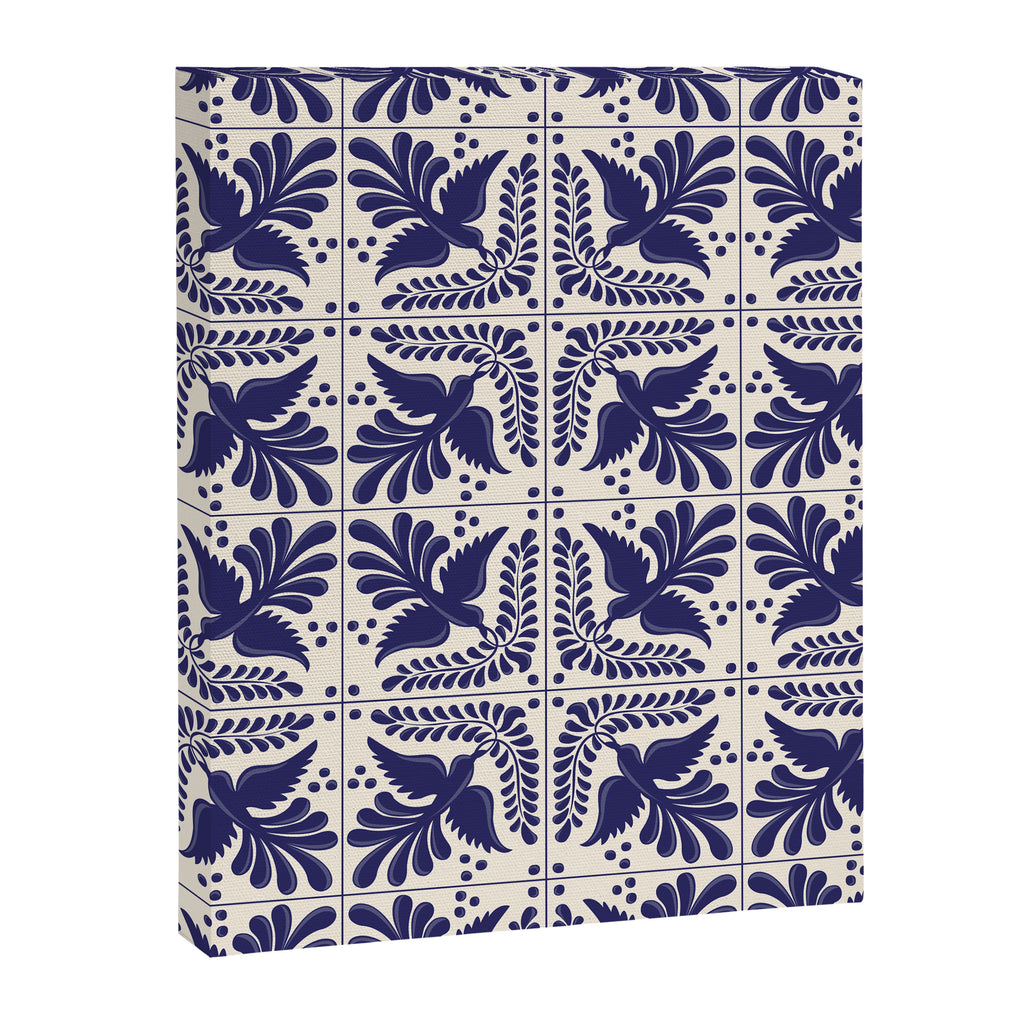 Mexican Talavera With Blue Birds Pattern by Akbaly Canvas Print Gallery Image 6