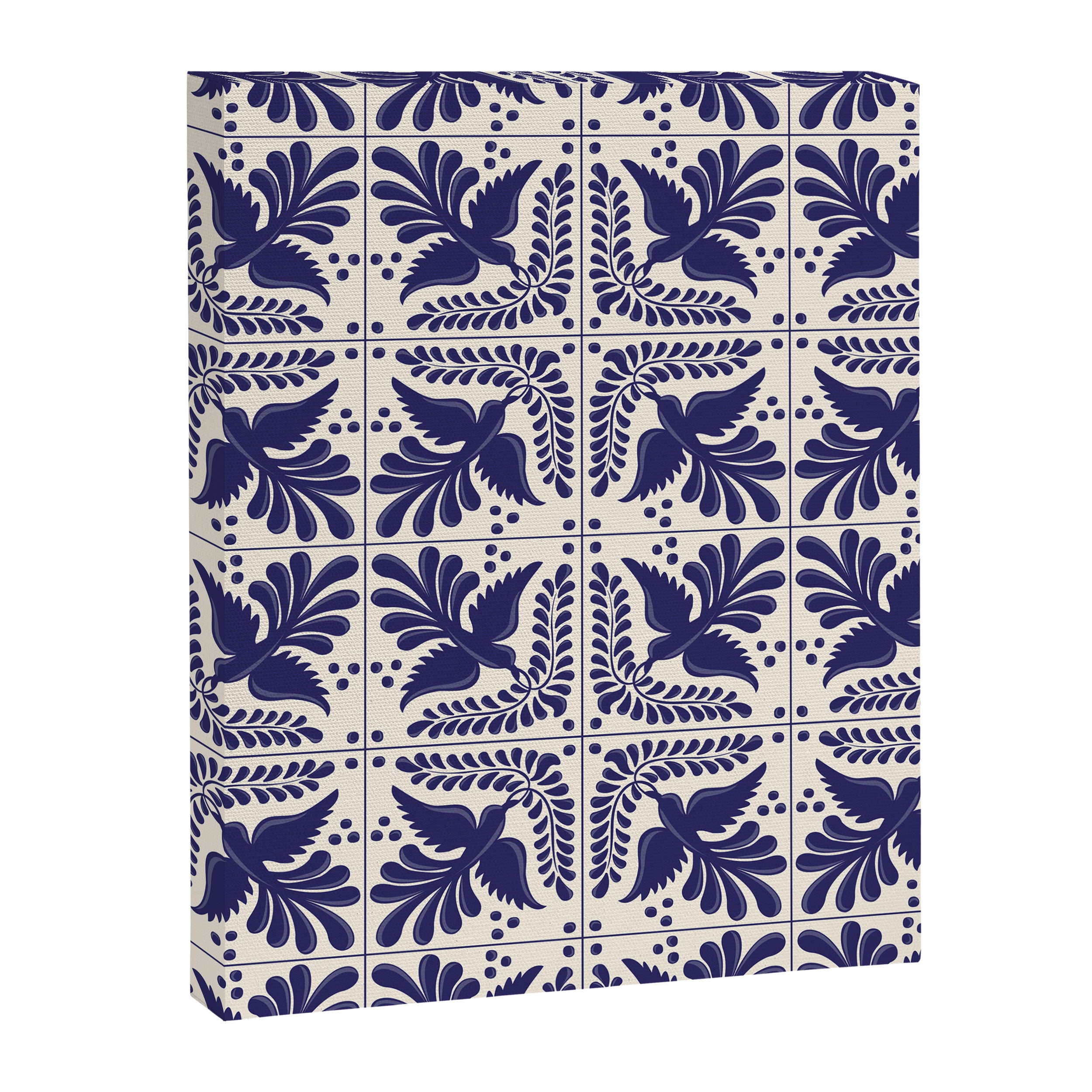 Mexican Talavera With Blue Birds Pattern by Akbaly Canvas Print Gallery Image 3