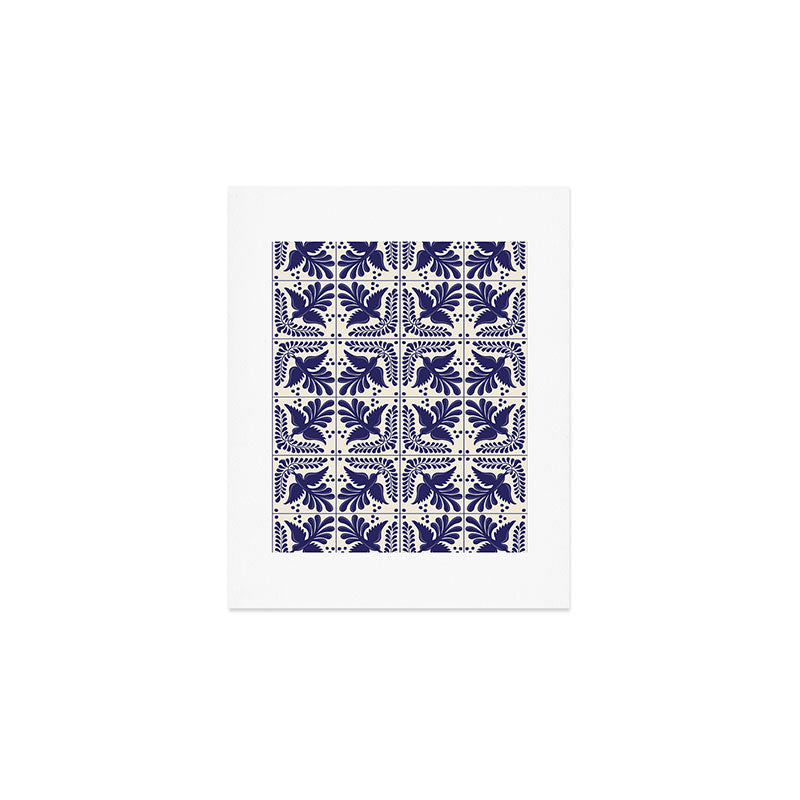 Mexican Talavera With Blue Birds Pattern by Akbaly Art Print Gallery Image 1