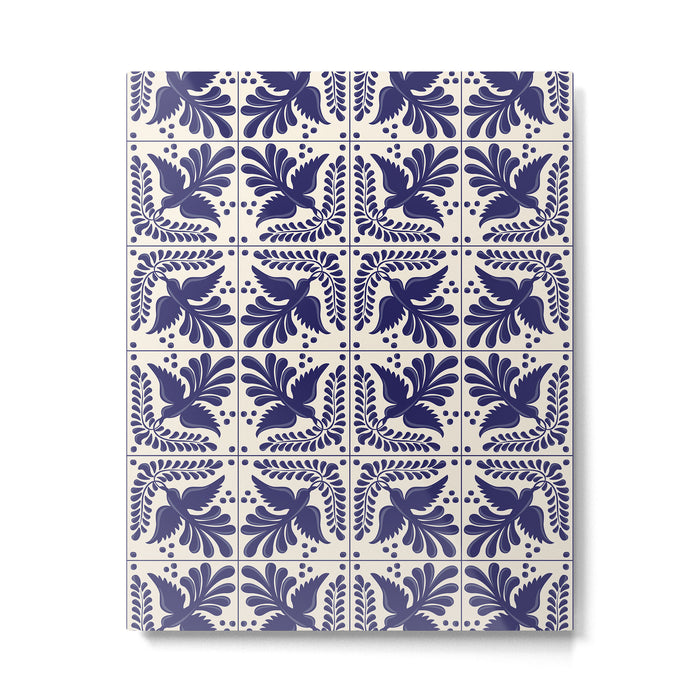 Mexican Talavera With Blue Birds Pattern by Akbaly Metal Print Gallery Image 1