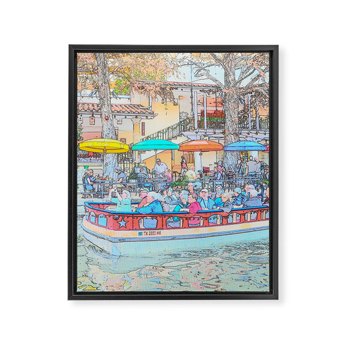 Ride Down The River - San Antonio, Texas Framed Canvas Print Gallery Image 1