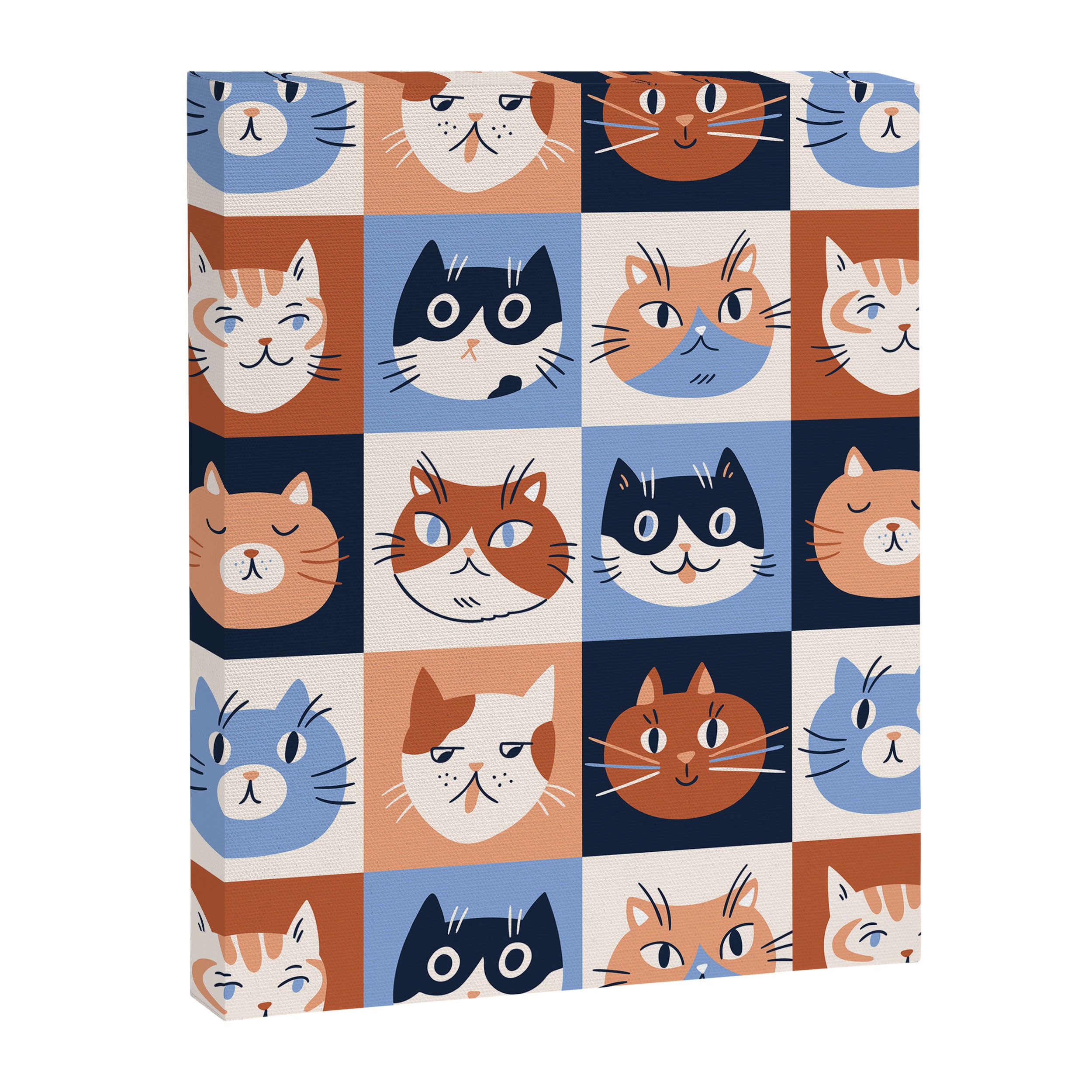 Colorful checkered cat pattern Canvas Print Gallery Image 8