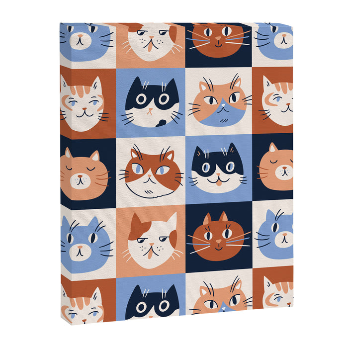 Colorful checkered cat pattern Canvas Print Gallery Image 1