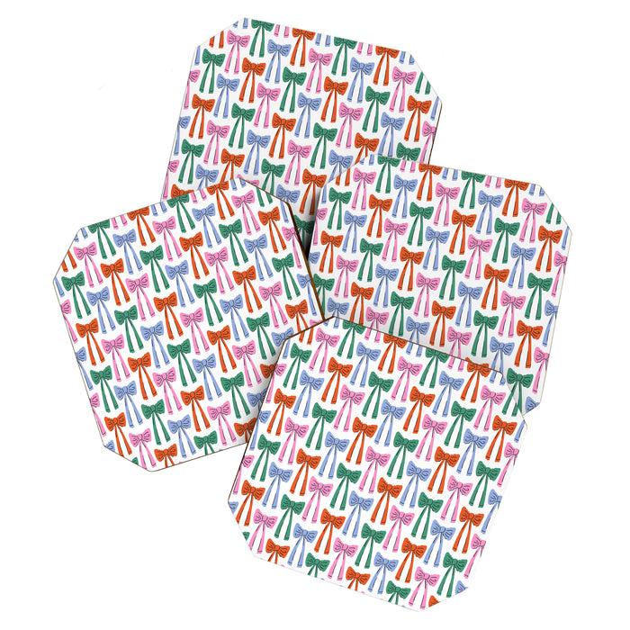Coquette colorful bows Coaster Gallery Image 1