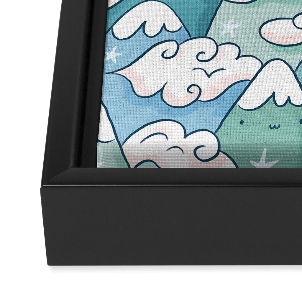 Cute mountains in clouds Framed Canvas Print Gallery Image 3