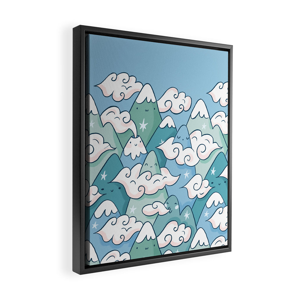 Cute mountains in clouds Framed Canvas Print Gallery Image 2