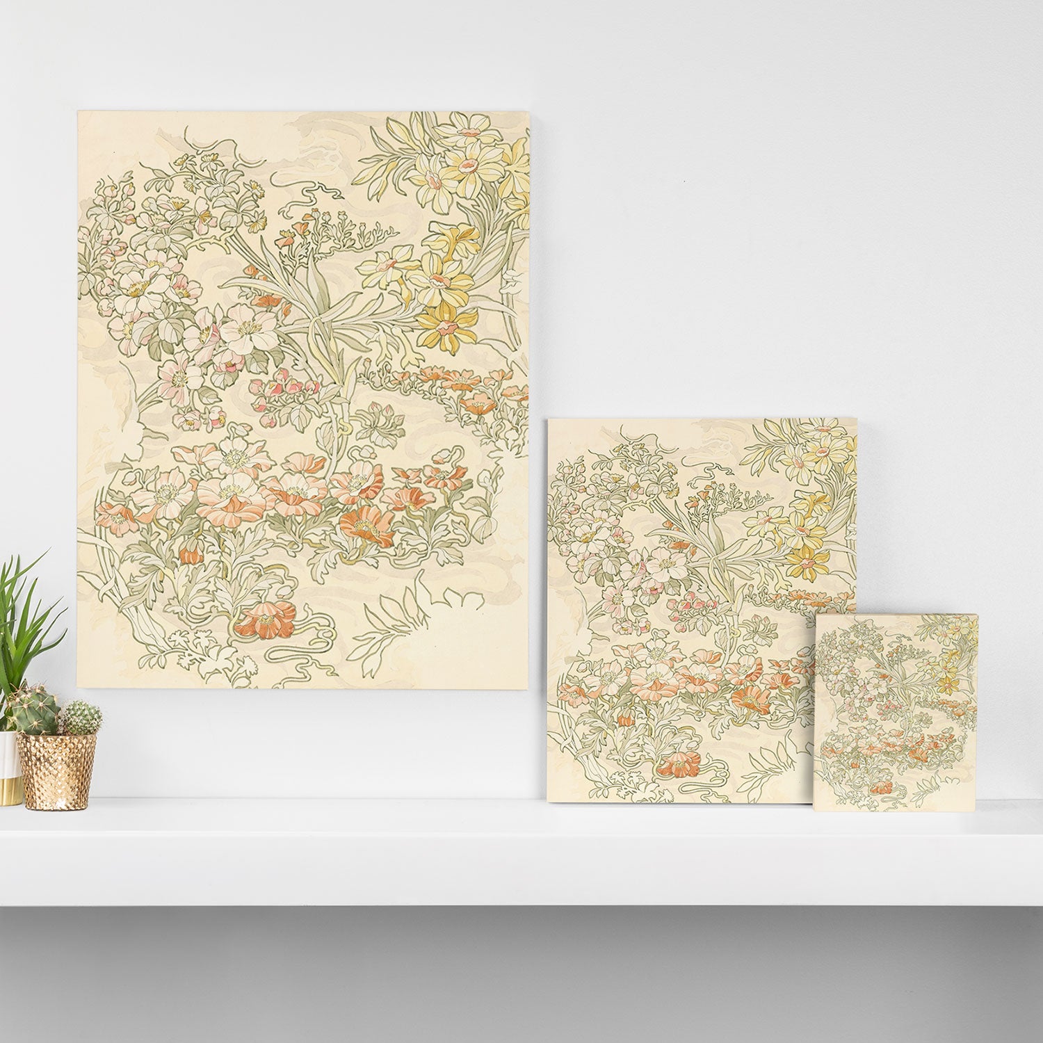 Alphonse Mucha "Anemones, Apple Blossoms and Narcissis" Canvas Print Gallery Image 3