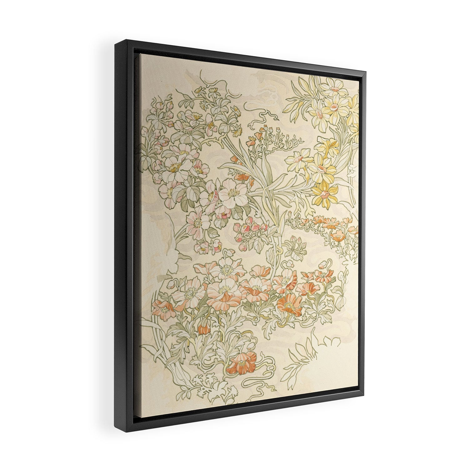 Alphonse Mucha "Anemones, Apple Blossoms and Narcissis" Framed Canvas Print Gallery Image 2