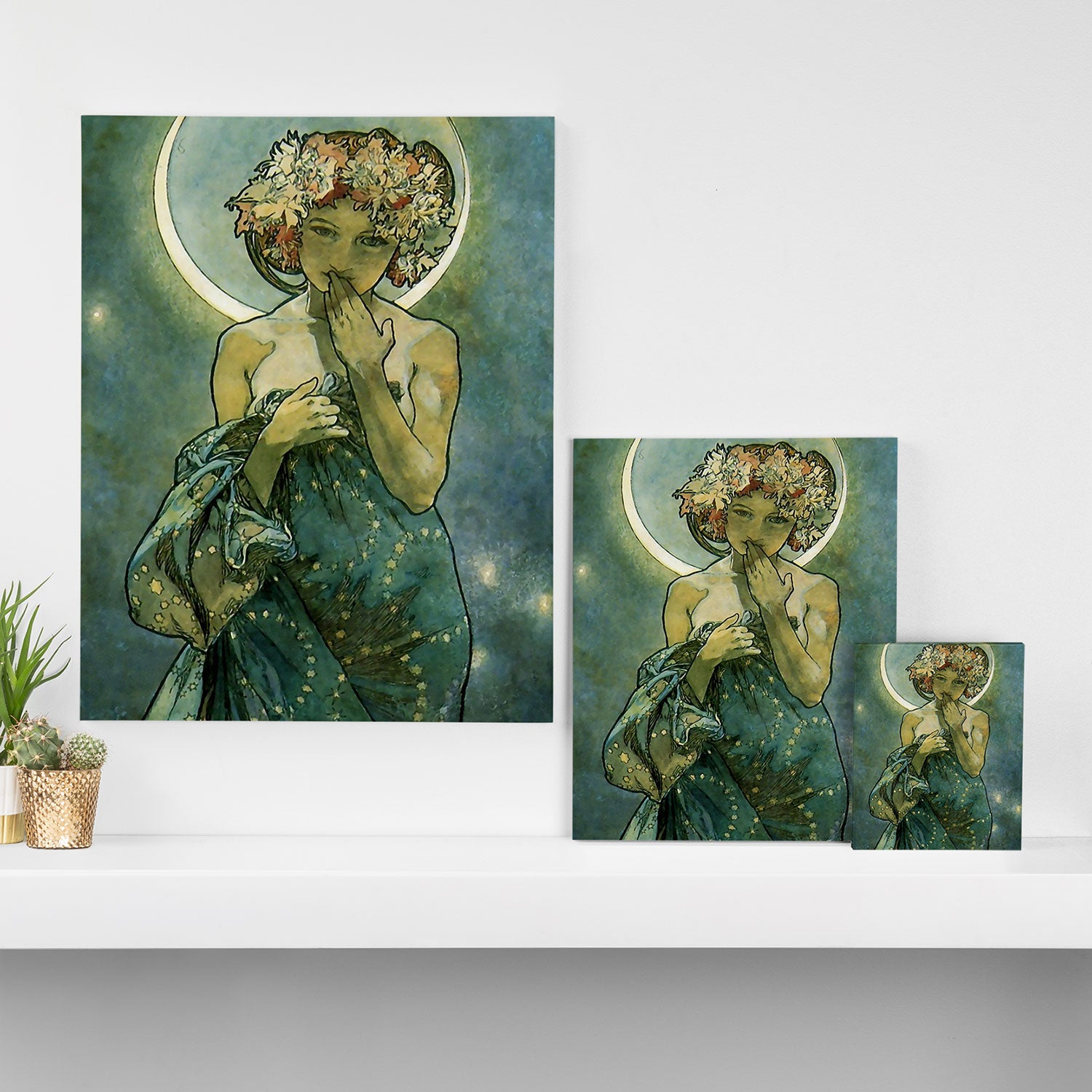 Alphonse Mucha "The Moon and the Stars Series: The Moon" Canvas Print Gallery Image 3