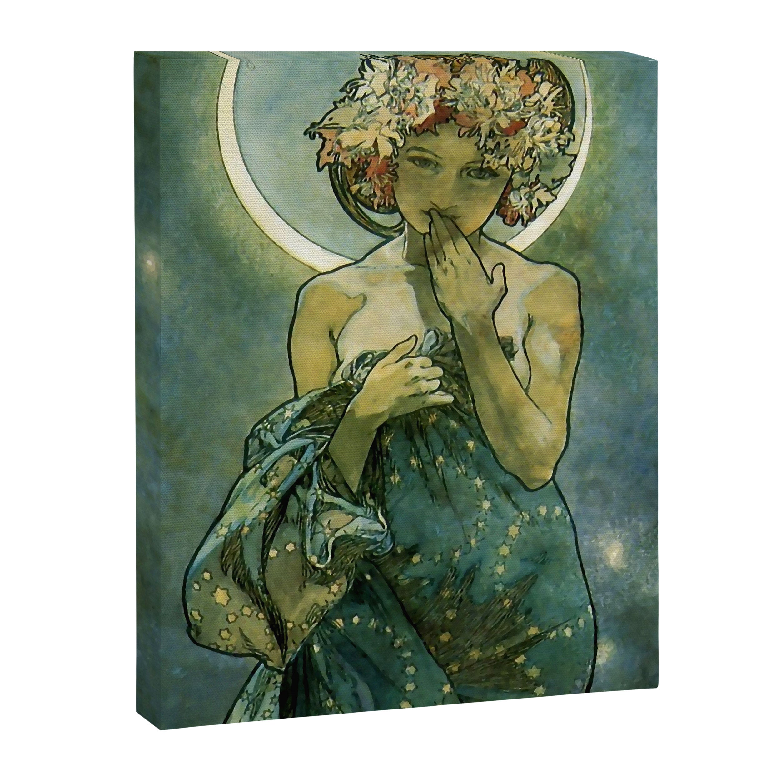 Alphonse Mucha "The Moon and the Stars Series: The Moon" Canvas Print Gallery Image 8