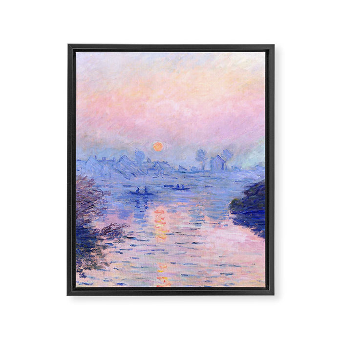 Claude Monet "Sunset on the Seine at Lavacourt. Winter Effect" Framed Canvas Print Gallery Image 1