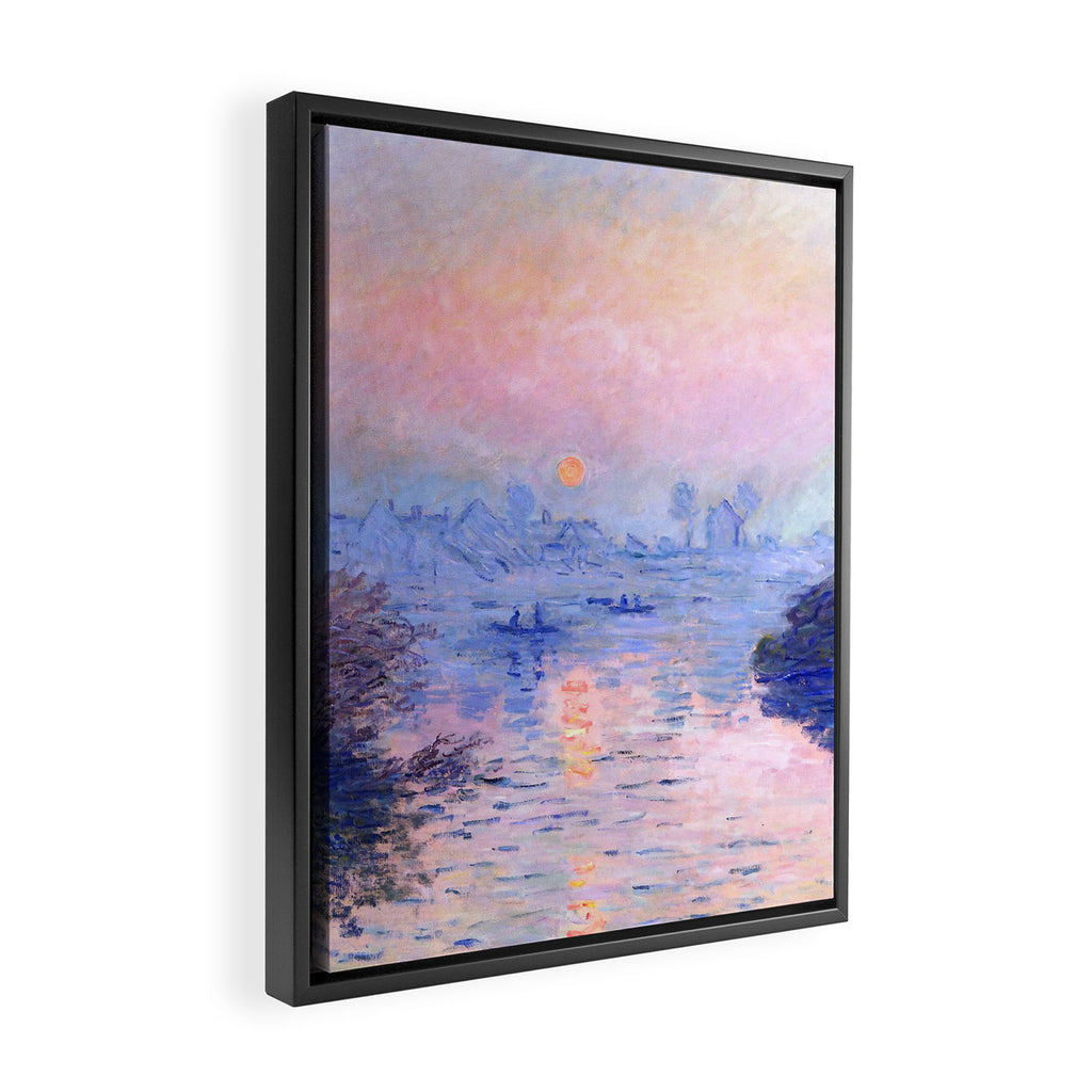 Claude Monet "Sunset on the Seine at Lavacourt. Winter Effect" Framed Canvas Print Gallery Image 2