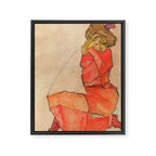 Egon Schiele "Kneeling Female in Orange-Red Dress" Framed Canvas Print Gallery Image 8