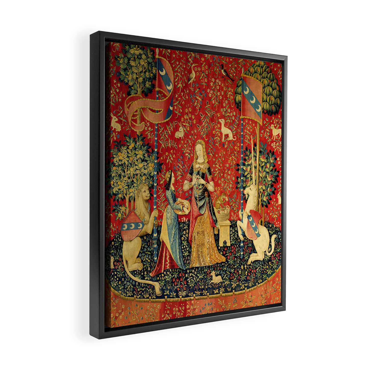 Lady and the Unicorn - Smell Framed Canvas Print Gallery Image 2