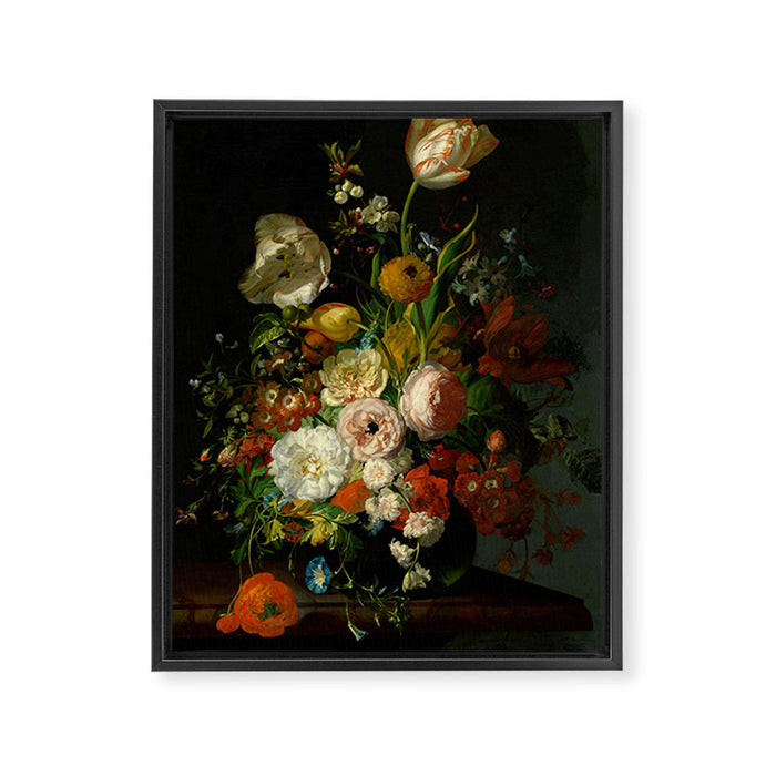 Rachel Ruysch "Still Life with Flowers in a Glass Vase" Framed Canvas Print Gallery Image 1