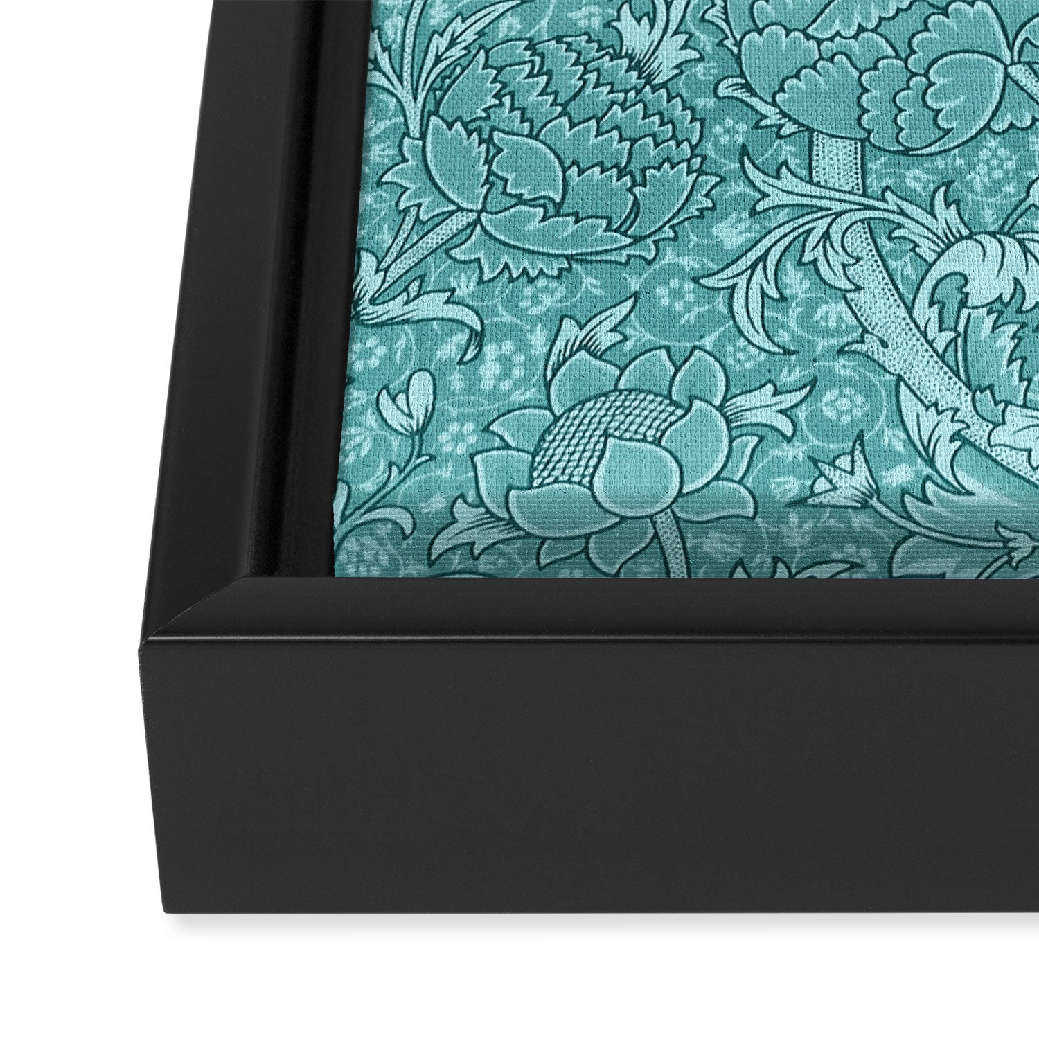 William Morris "Cray" 8. turquoise Framed Canvas Print Gallery Image 3