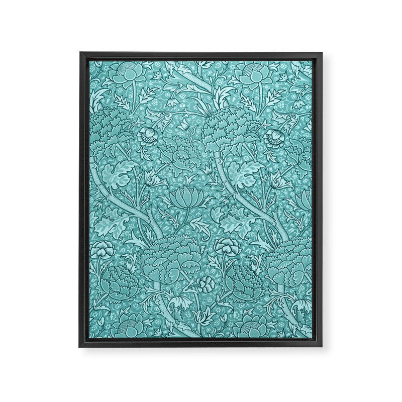 William Morris "Cray" 8. turquoise Framed Canvas Print Gallery Image 8