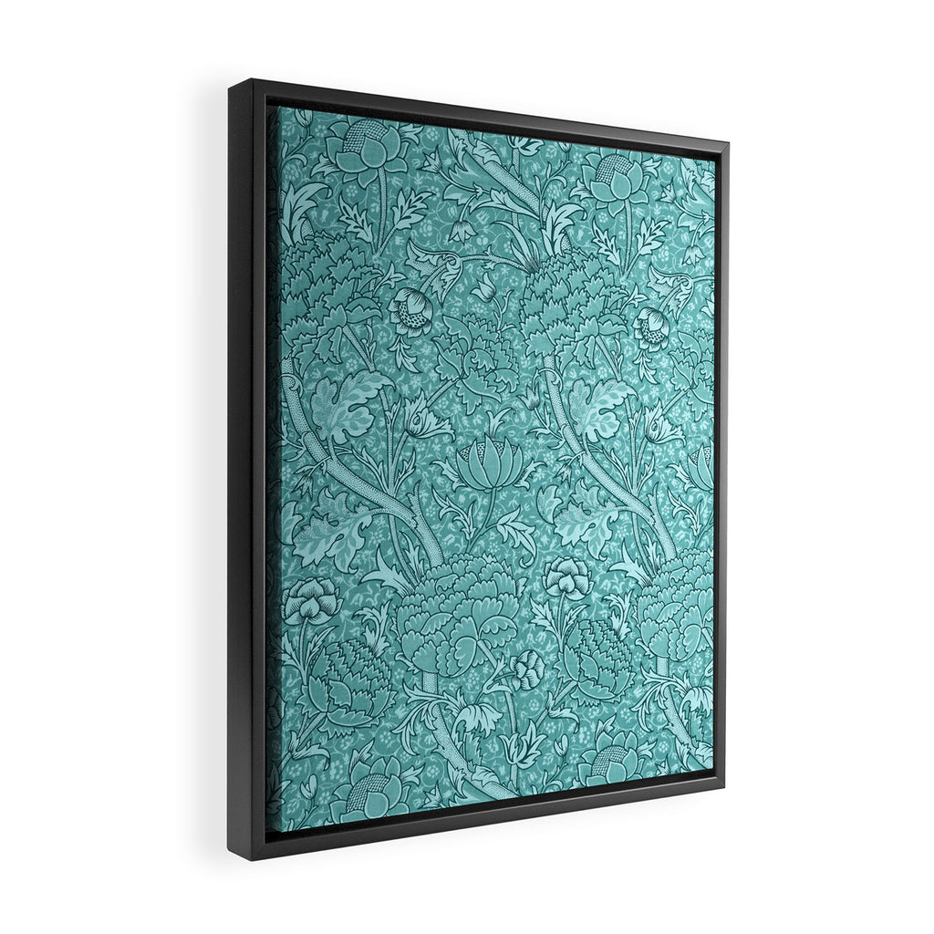 William Morris "Cray" 8. turquoise Framed Canvas Print Gallery Image 2