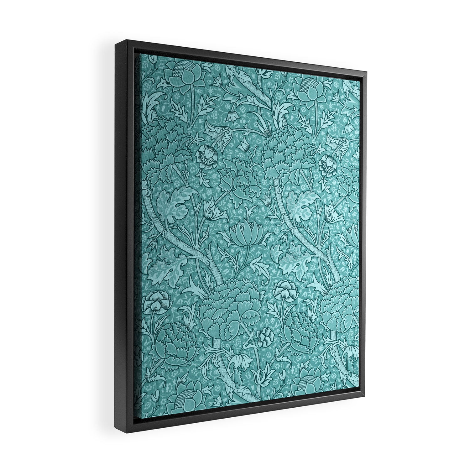 William Morris "Cray" 8. turquoise Framed Canvas Print Gallery Image 2