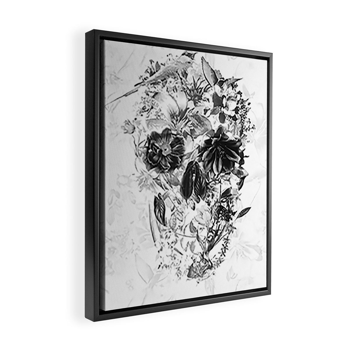 New Skull Light B&W Framed Canvas Print Gallery Image 2