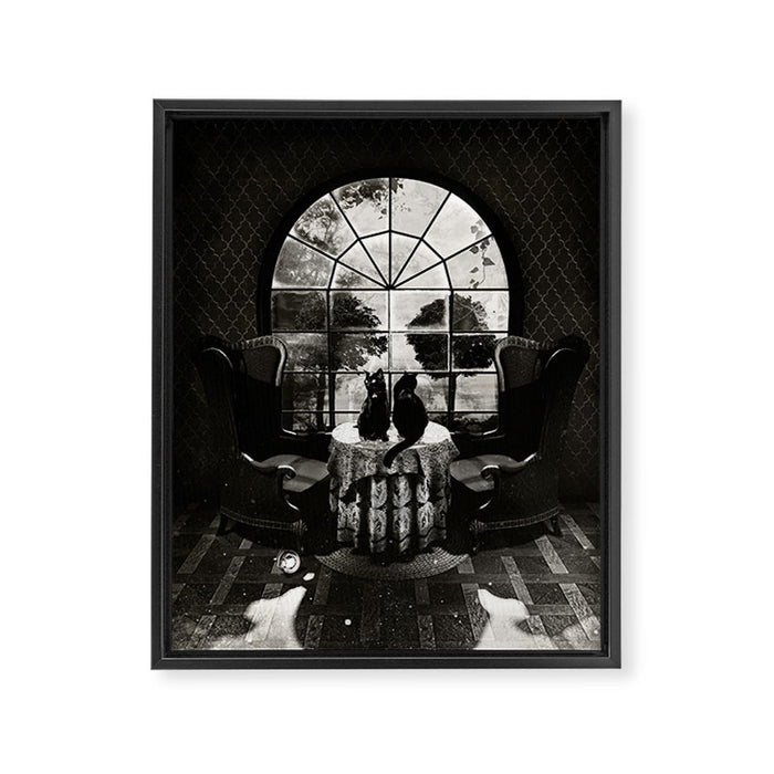 Room Skull B&W Framed Canvas Print Gallery Image 1