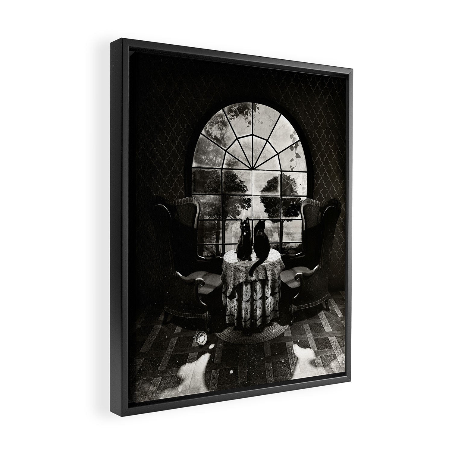 Room Skull B&W Framed Canvas Print Gallery Image 2