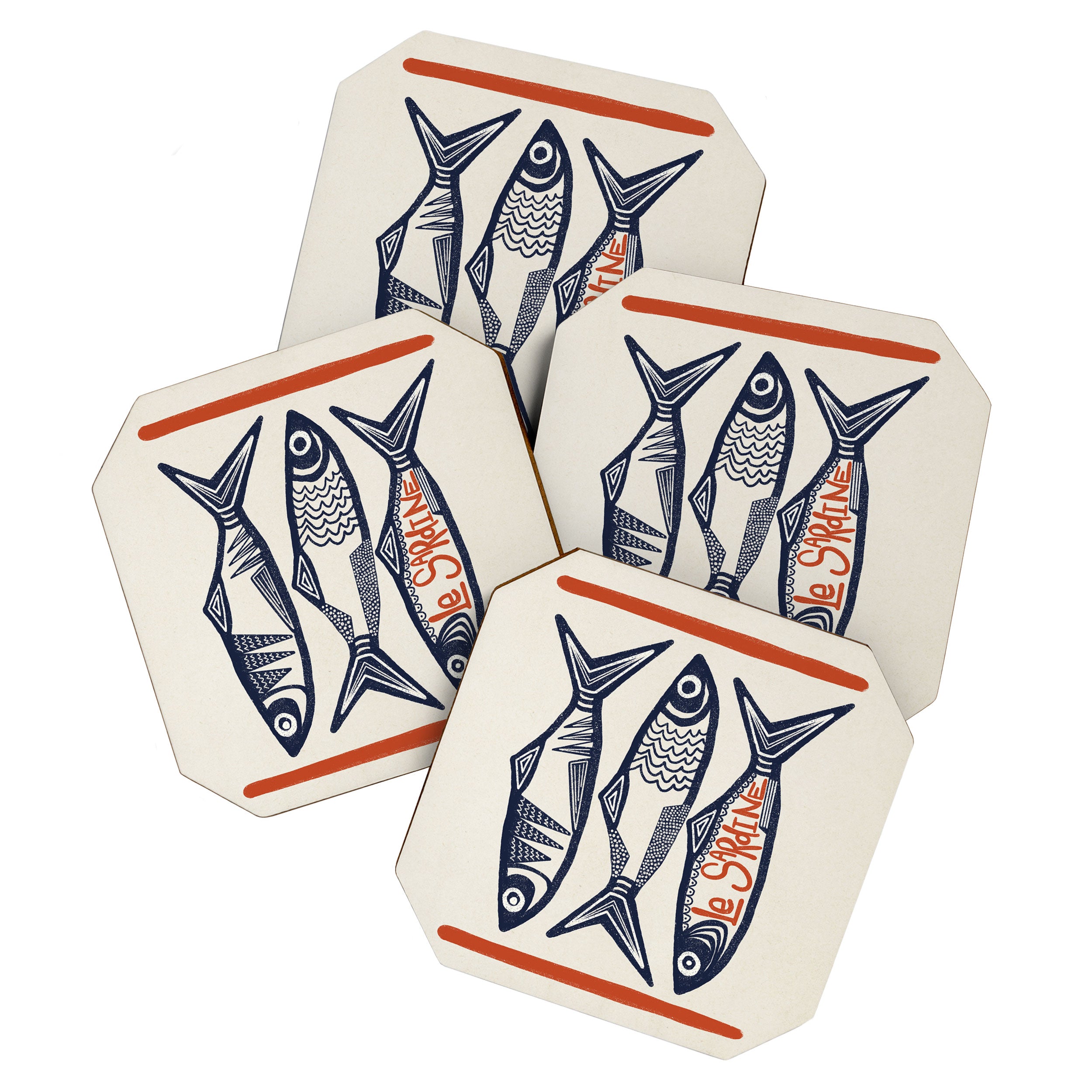 Le Sardine Retro Inspired Art Print Coaster Gallery Image 1
