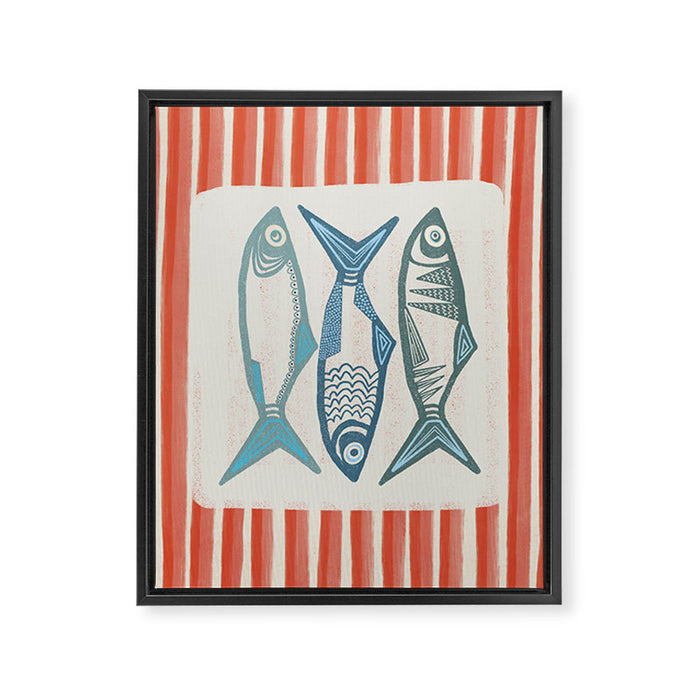 Le Sardine With Pink Stripes - Retro Art Print Framed Canvas Print Gallery Image 1
