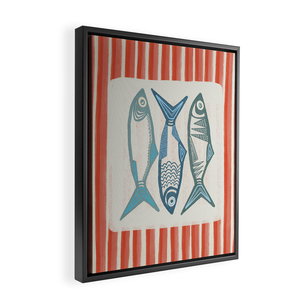 Le Sardine With Pink Stripes - Retro Art Print Framed Canvas Print Gallery Image 2