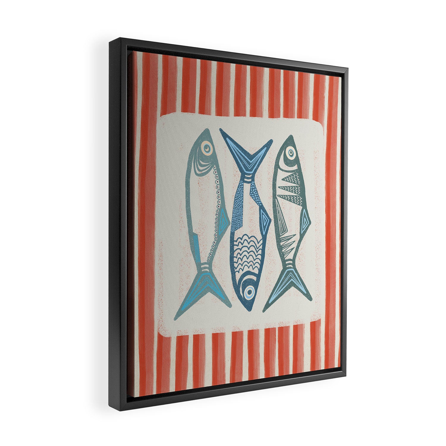Le Sardine With Pink Stripes - Retro Art Print Framed Canvas Print Gallery Image 2