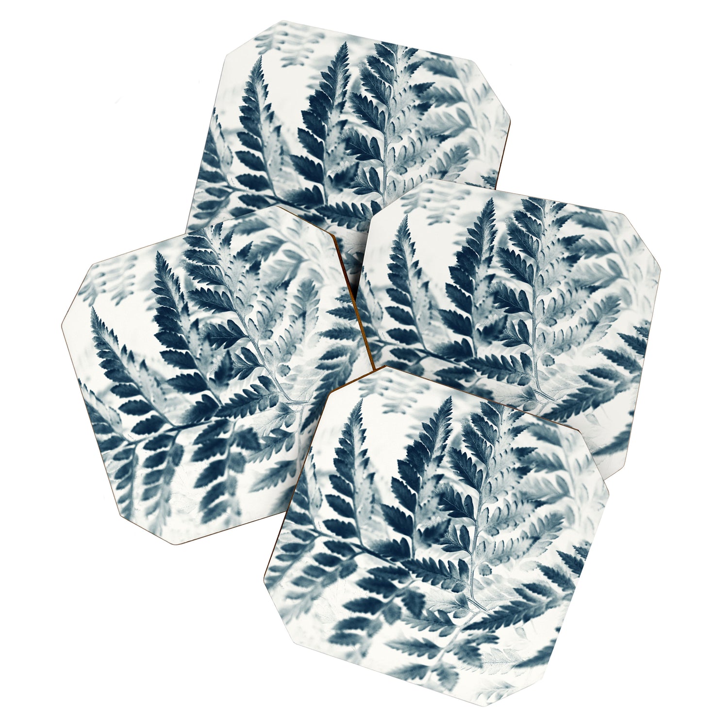 Modern Botanical Print - Blue Fern #2 Coaster Gallery Image 1