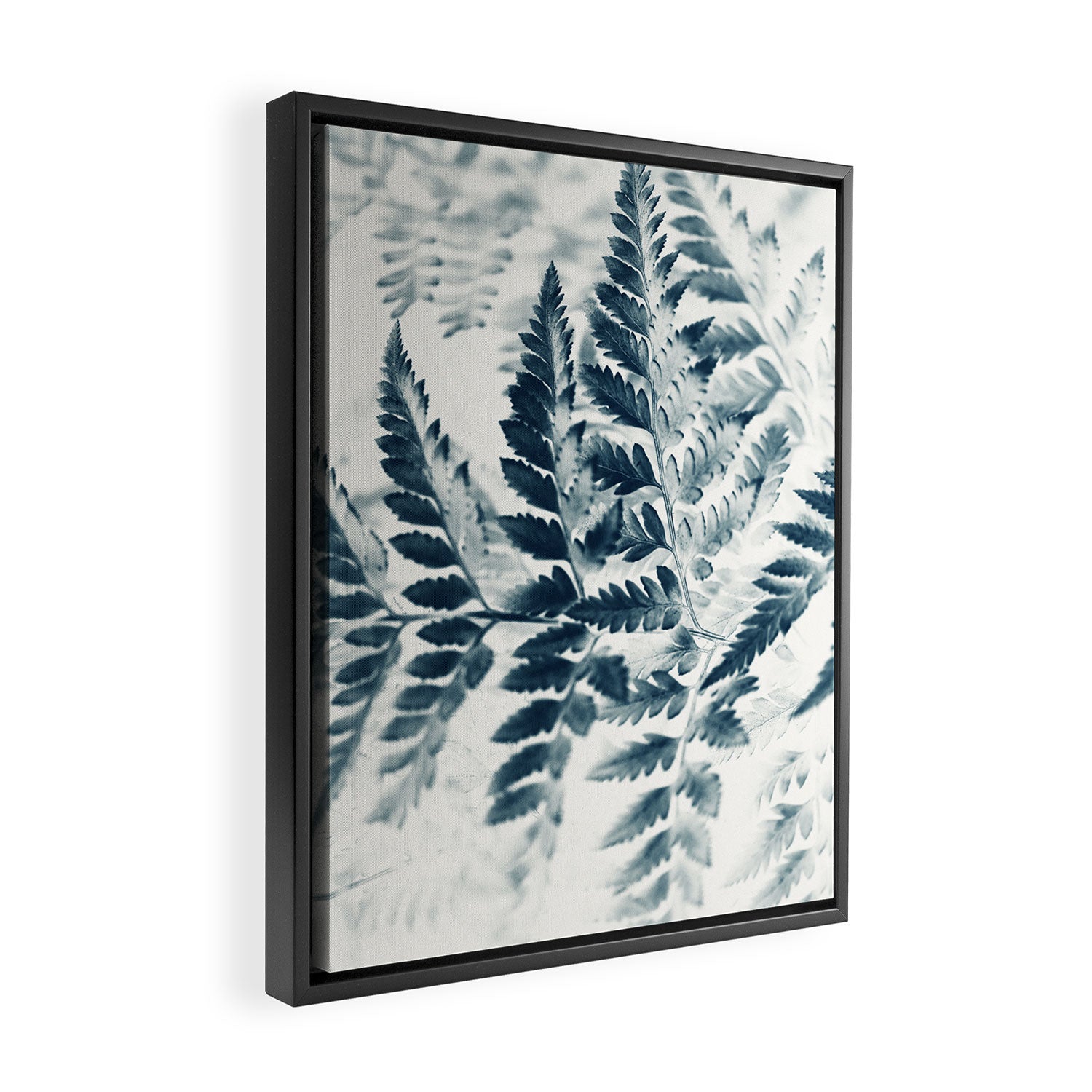 Modern Botanical Print - Blue Fern #2 Framed Canvas Print Gallery Image 2