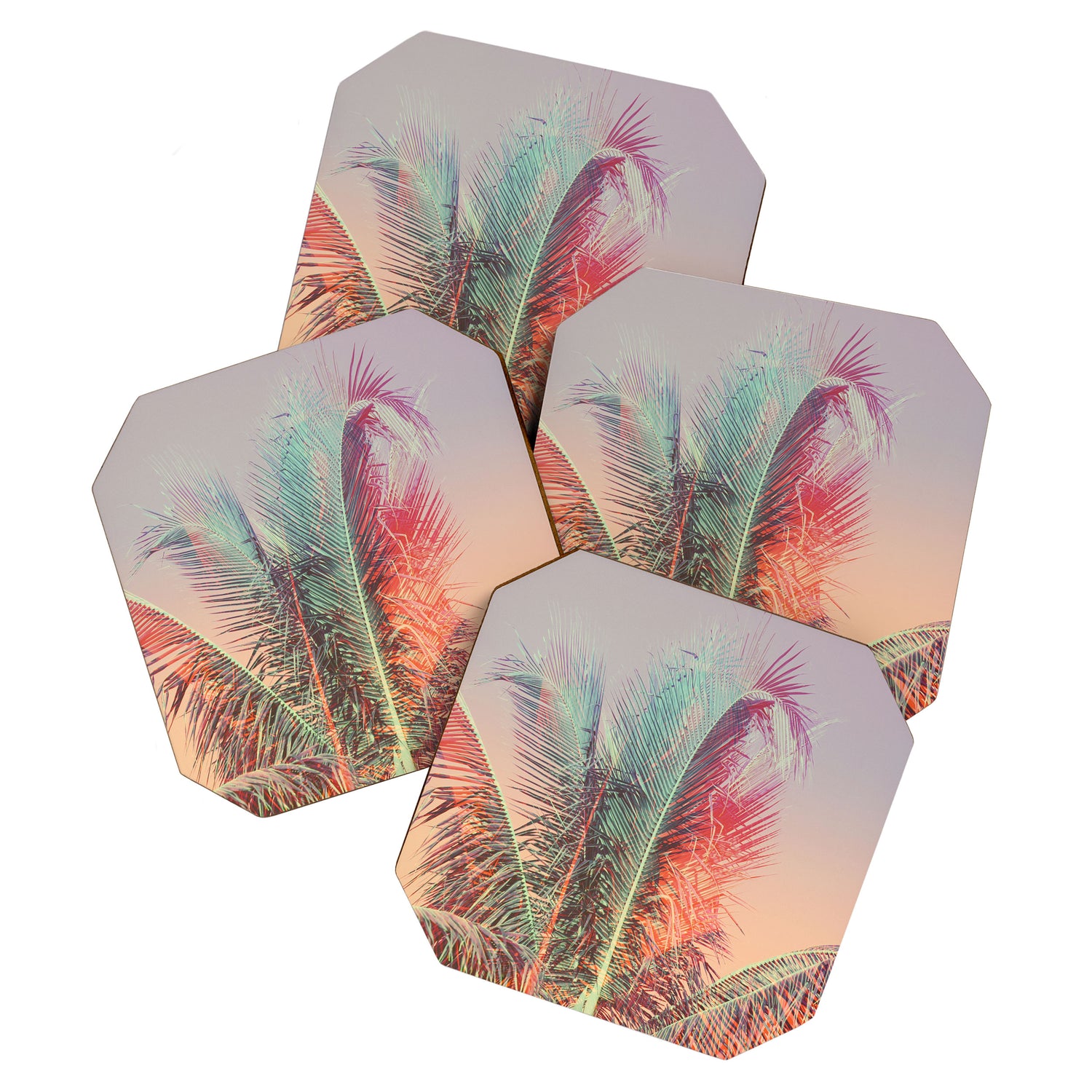 Pastel Palms #2 - Modern Tropical Photograph Coaster Gallery Image 1