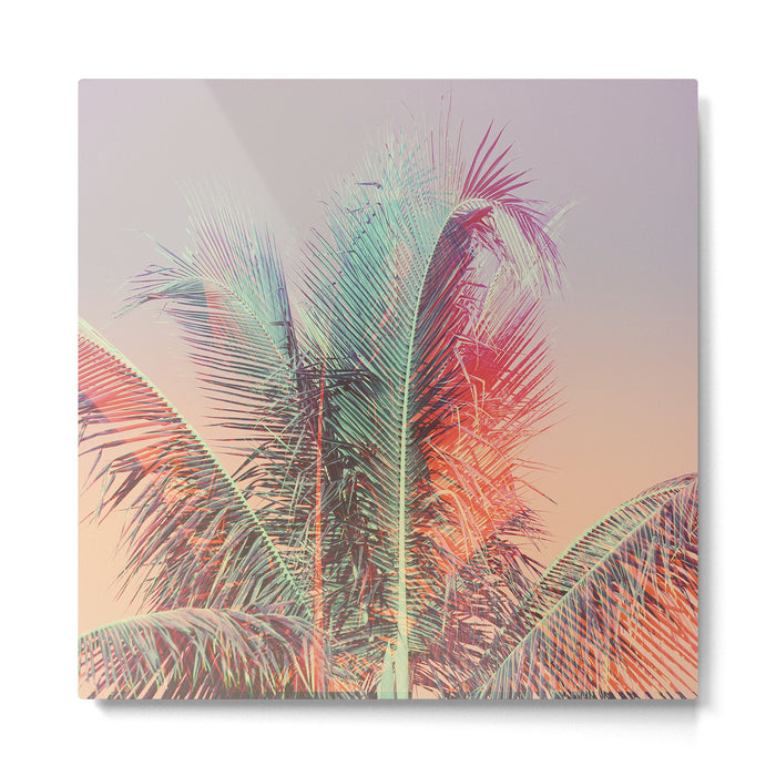 Pastel Palms #2 - Modern Tropical Photograph Metal Print Gallery Image 1