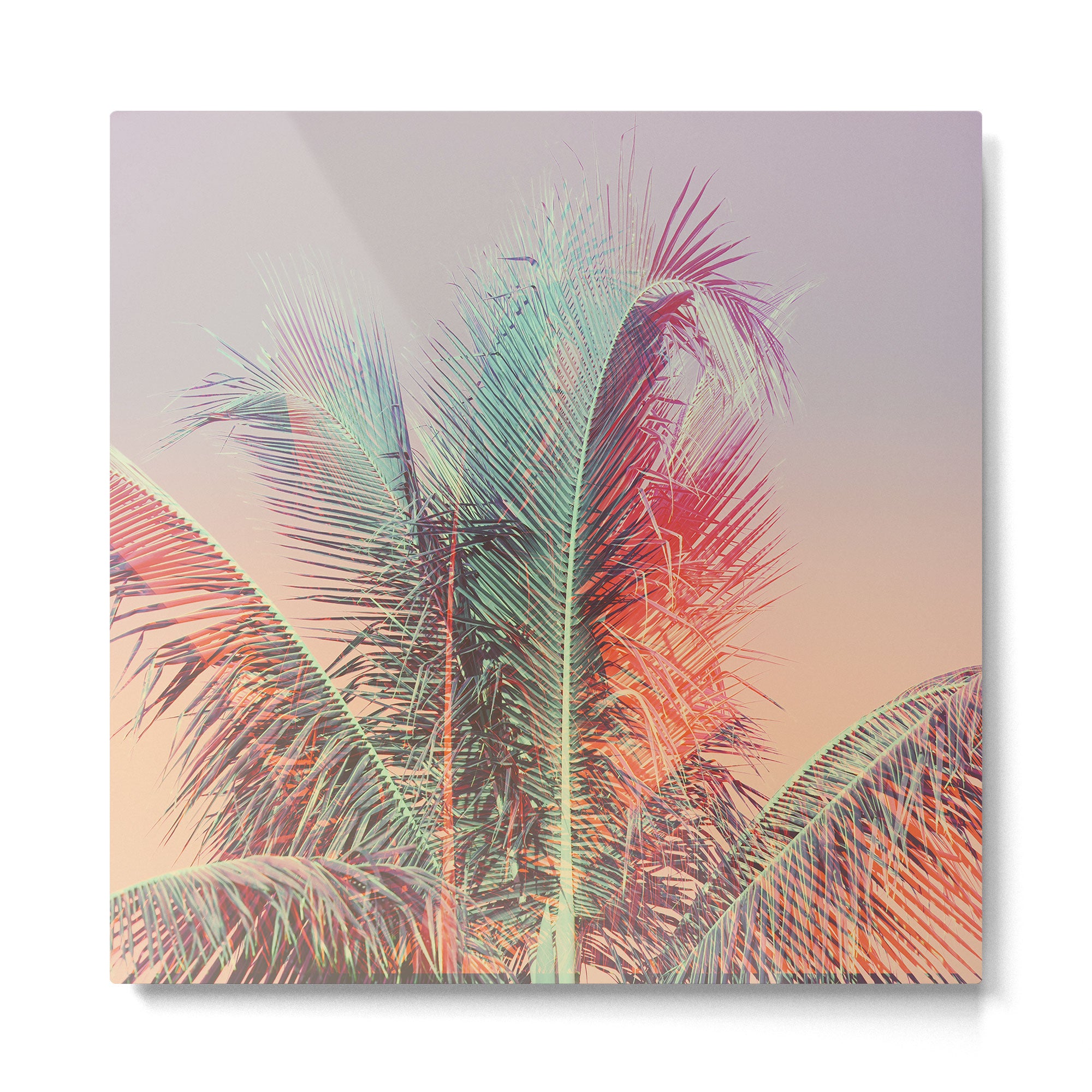 Pastel Palms #2 - Modern Tropical Photograph Metal Print Gallery Image 2