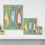 Sardines On Blue - Modern Art Print Canvas Print Gallery Image 3