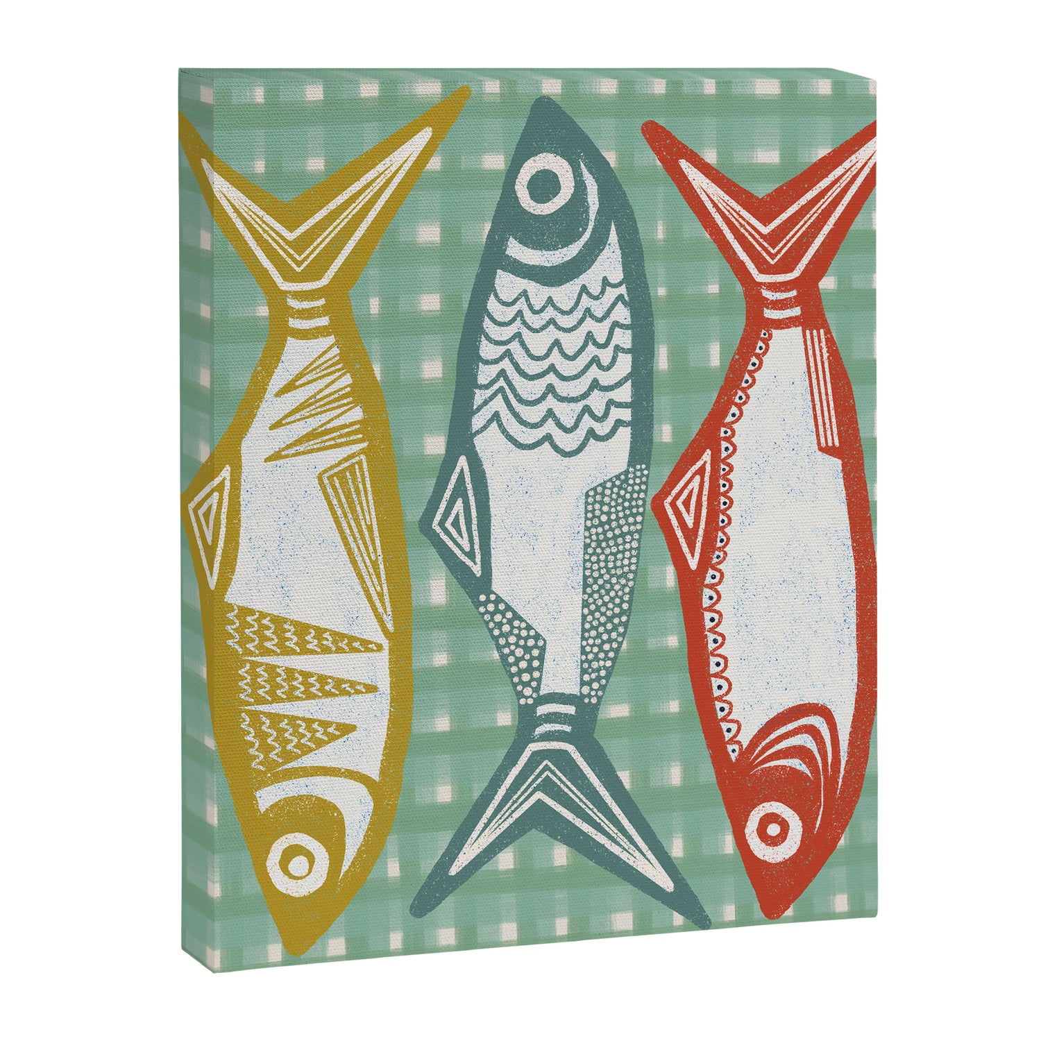 Sardines On Blue - Modern Art Print Canvas Print Gallery Image 3