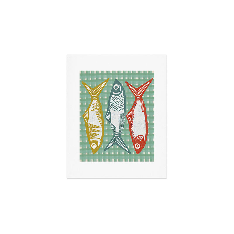 Sardines On Blue - Modern Art Print Art Print Gallery Image 1