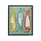 Sardines On Blue - Modern Art Print Framed Canvas Print Gallery Image 8