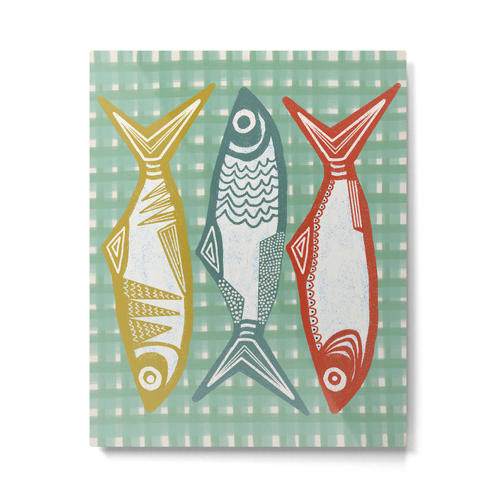 Sardines On Blue - Modern Art Print Metal Print Gallery Image 1