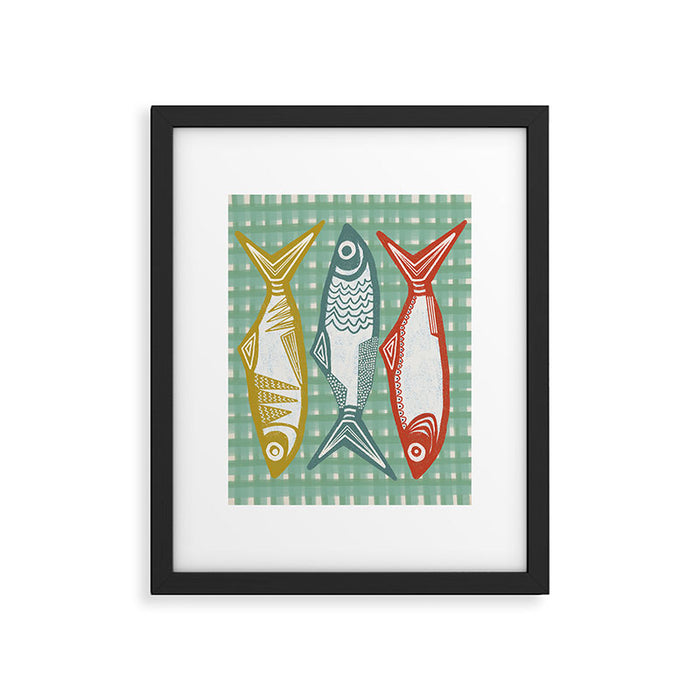 Sardines On Blue - Modern Art Print Framed Art Print Gallery Image 1