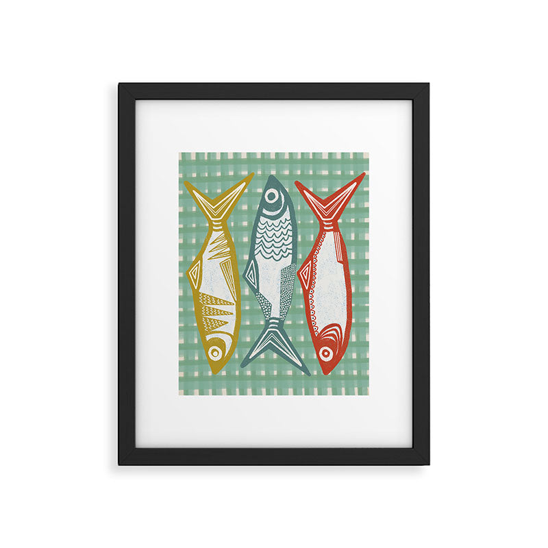 Sardines On Blue - Modern Art Print Framed Art Print Gallery Image 6