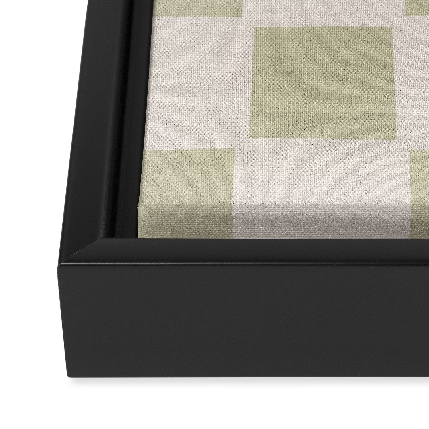 Playful check in olive green Framed Canvas Print Gallery Image 3