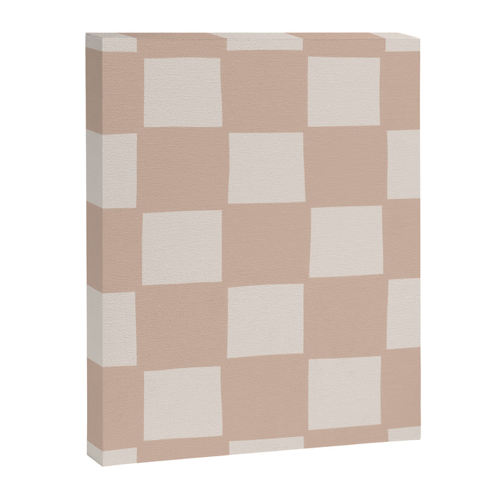 Playful check in sandy beige Canvas Print Gallery Image 1