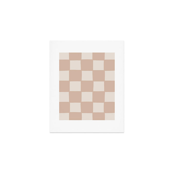 Playful check in sandy beige Art Print Gallery Image 1