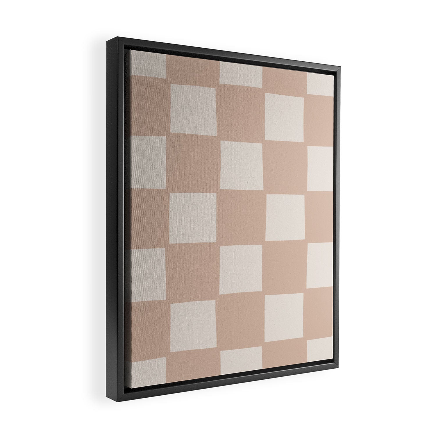Playful check in sandy beige Framed Canvas Print Gallery Image 2
