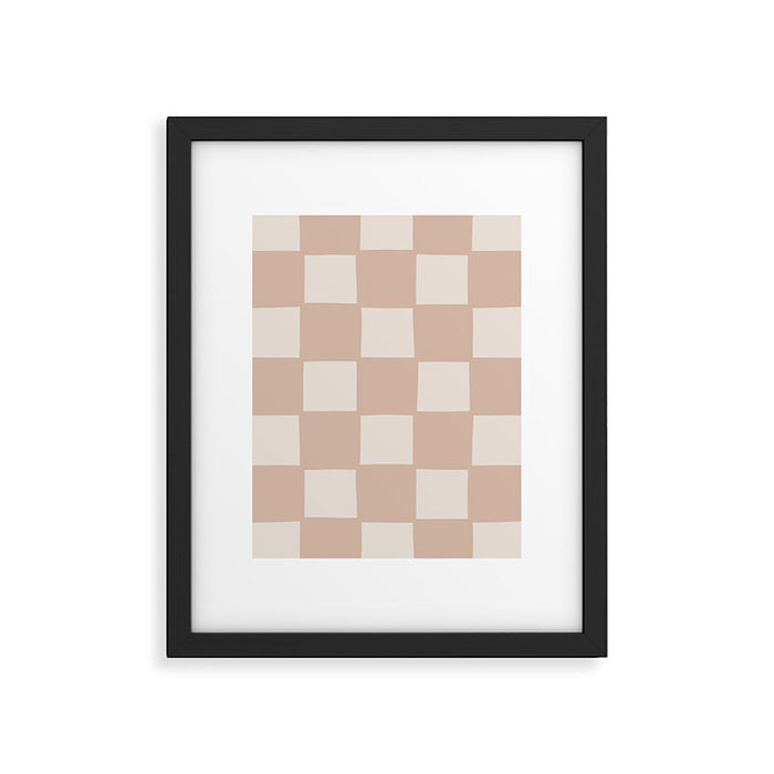 Playful check in sandy beige Framed Art Print Gallery Image 1