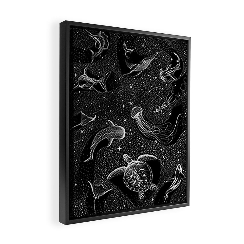 Cosmic Ocean (Black Version) Framed Canvas Print Gallery Image 2